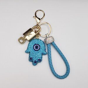 Authentic Louis Vuitton Lock & Key with Unbranded Evil Eye Charm, Keychain